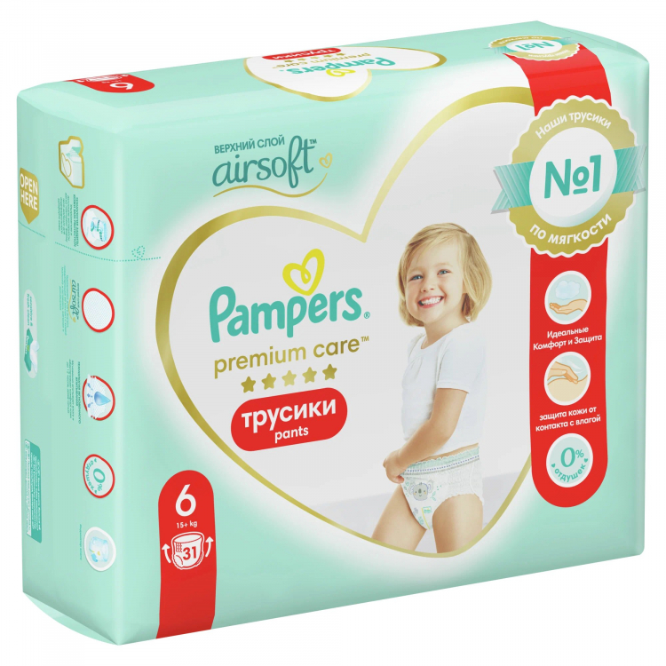 ����������-������� Pampers Premium Care ��� ������� 15+ ��, 6 ������ XXL, 31 ��