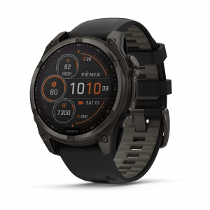 �����-���� Garmin Fenix 8 - 47 ��, AMOLED, Sapphire Carbon Gray DLC Titanium with Black/Pebble Gray  